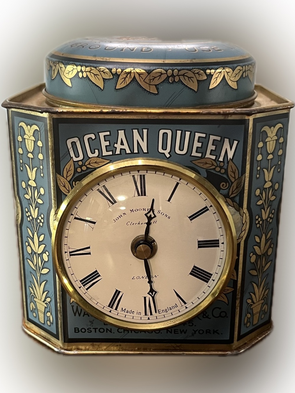 Ocean Queen Vintage Blue & Gold Decorative Clock